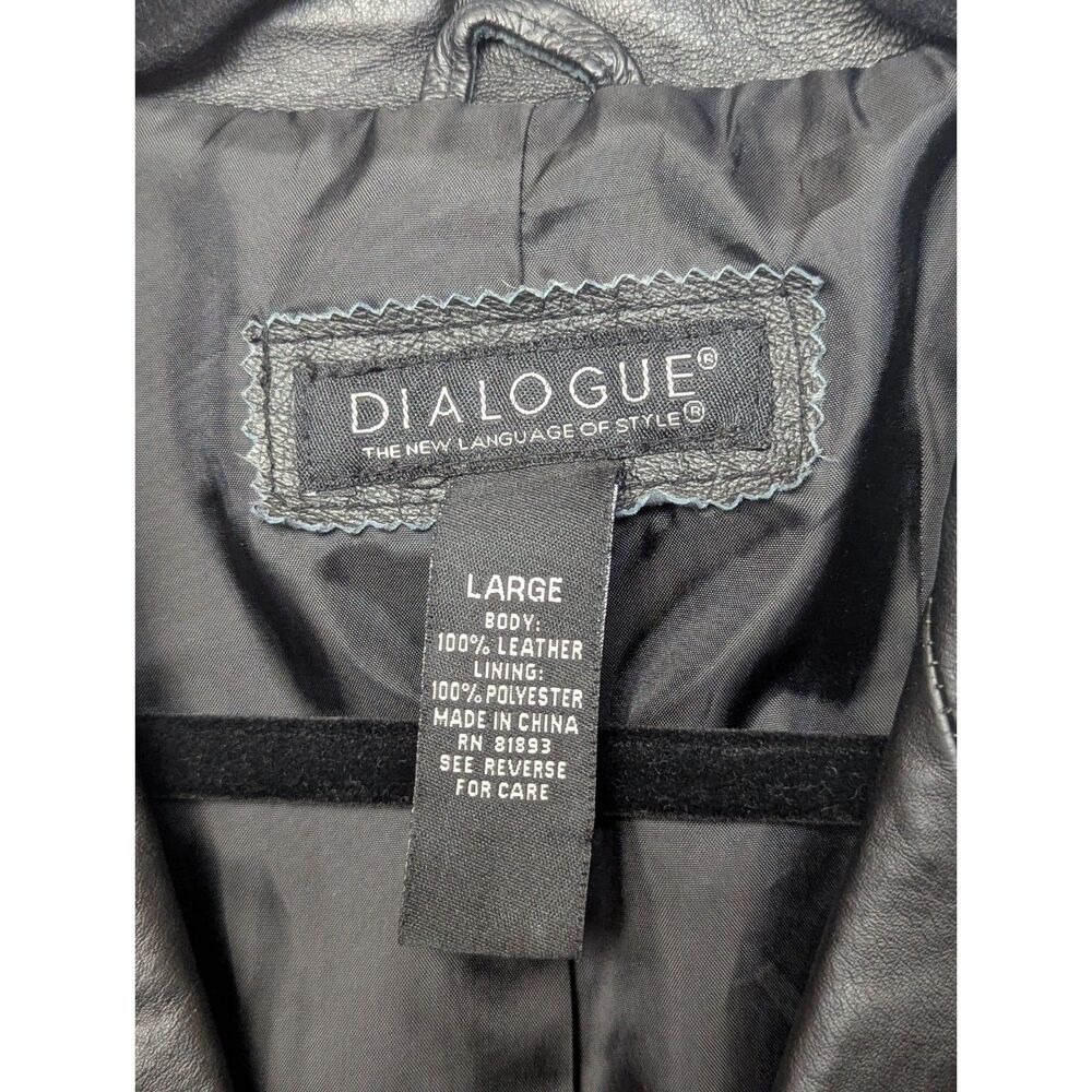 Dialogue Vintage Black 100% Leather Blazer Jacket L - Picture 3 of 5